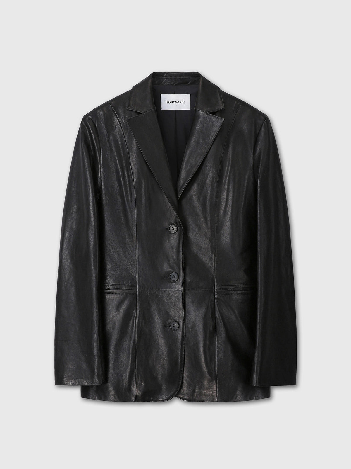 Tonywack - Vegetable Lamb Leather Fitted Blazer Jacket (Black) product image 10 | TRAB K-Fashion Australia