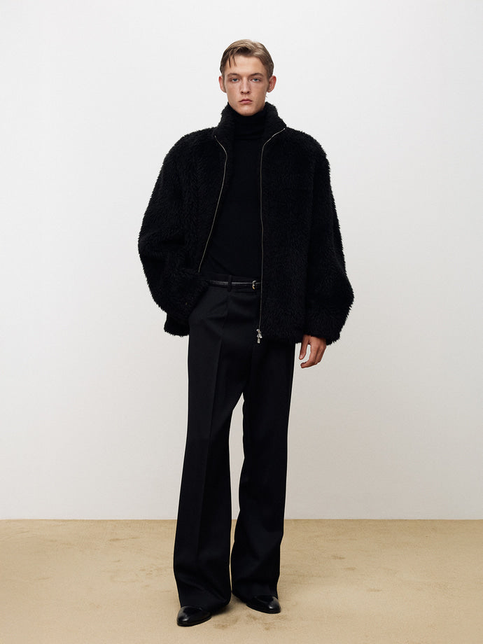 Tonywack - Wool Shaggy Fur Zippered Jacket (Black) product image 4 | TRAB K-Fashion Australia