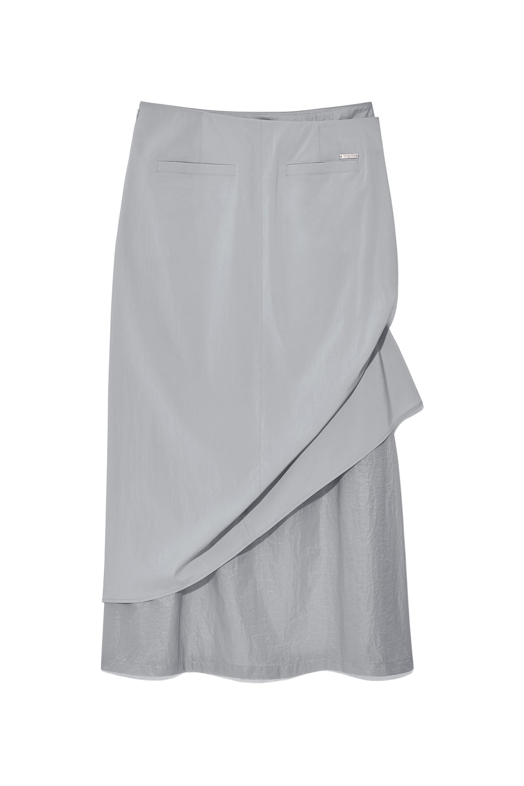 Matin Kim - Shirring Layered Maxi Skirt (Light Grey) product image 2 | TRAB K-Fashion Australia