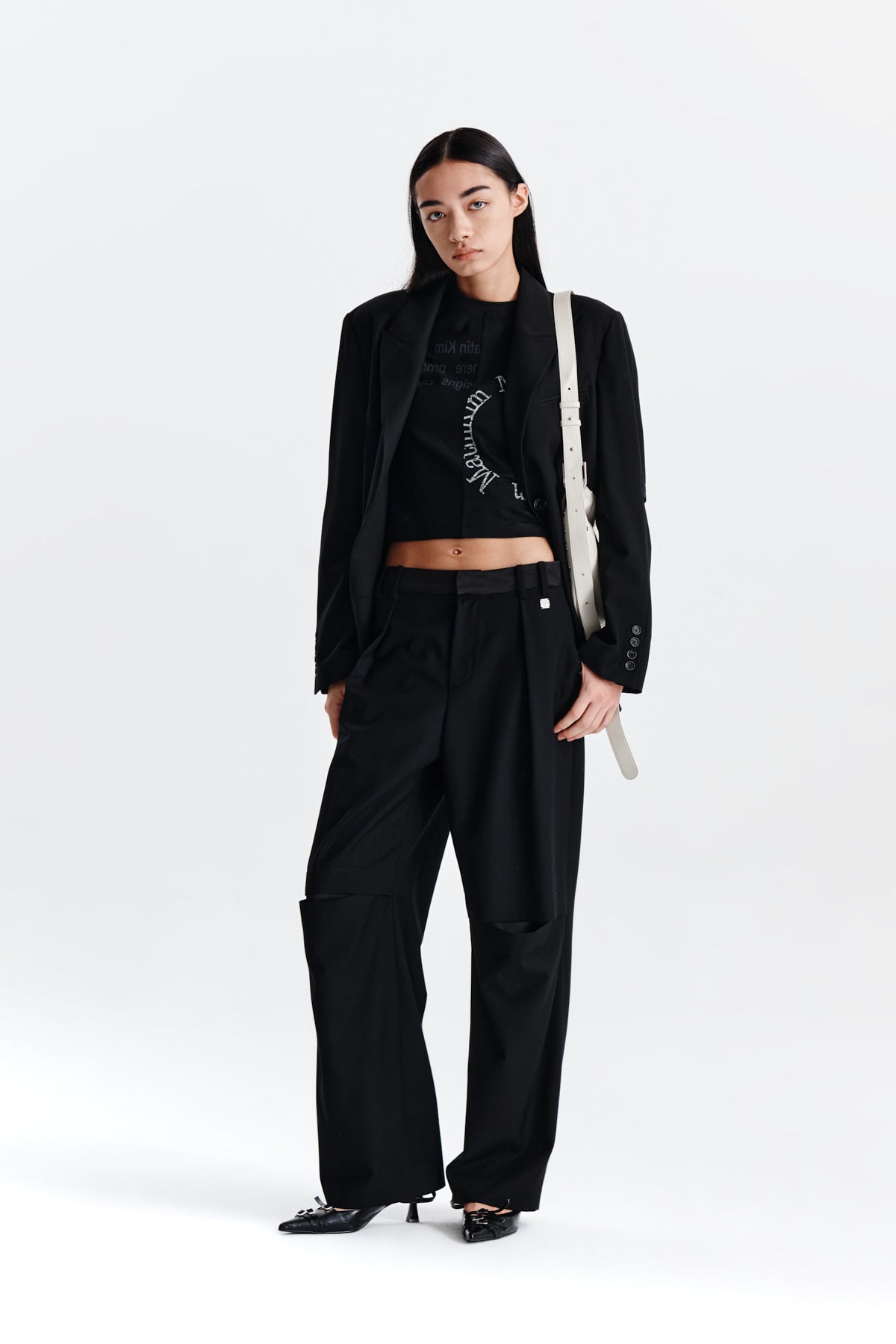 Matin Kim - Knee Cut Out Detail Trouser (Black) product image 9 | TRAB K-Fashion Australia