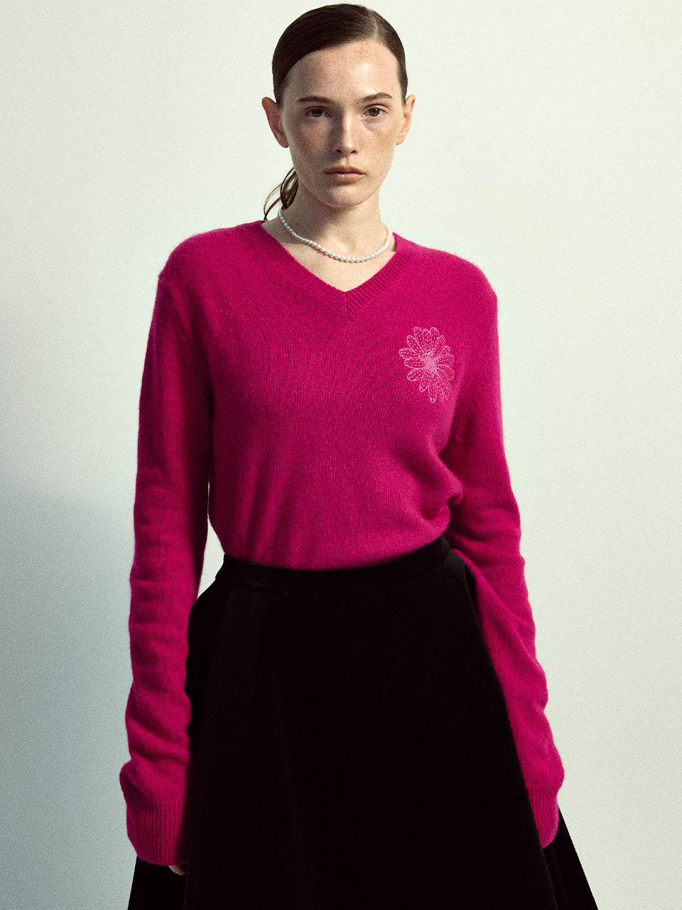 Mardi Mercredi - Raccoon Blended V Neck (Hotpink) product image 1 | TRAB K-Fashion Australia