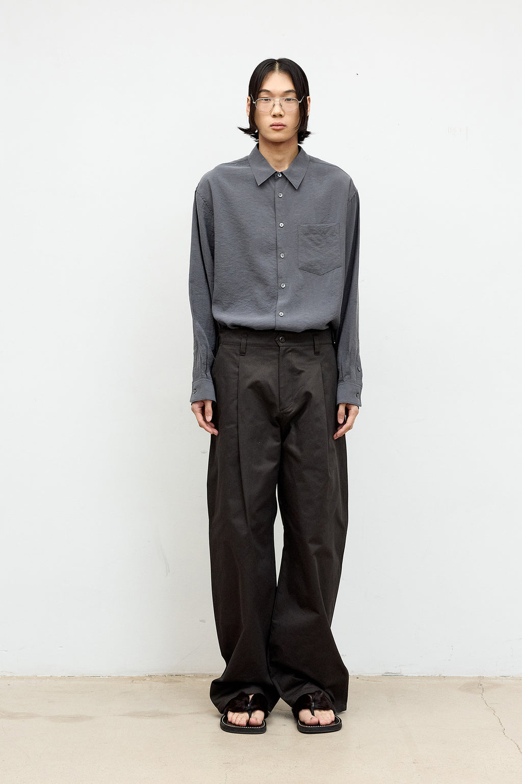 Coor - Poplin Silk Blend Shirt (Charcoal Gray) product image 2 | TRAB K-Fashion Australia