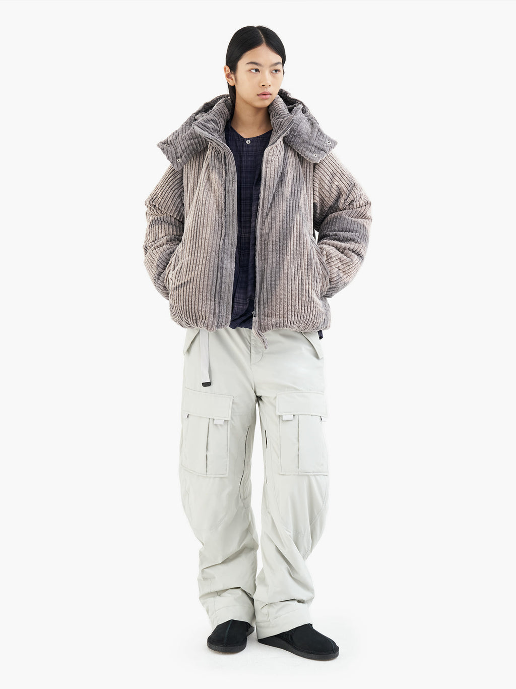 Jiyong Kim - Sun-Bleached Detachable Hood Down Jacket (Grey) product image 4 | TRAB K-Fashion Australia