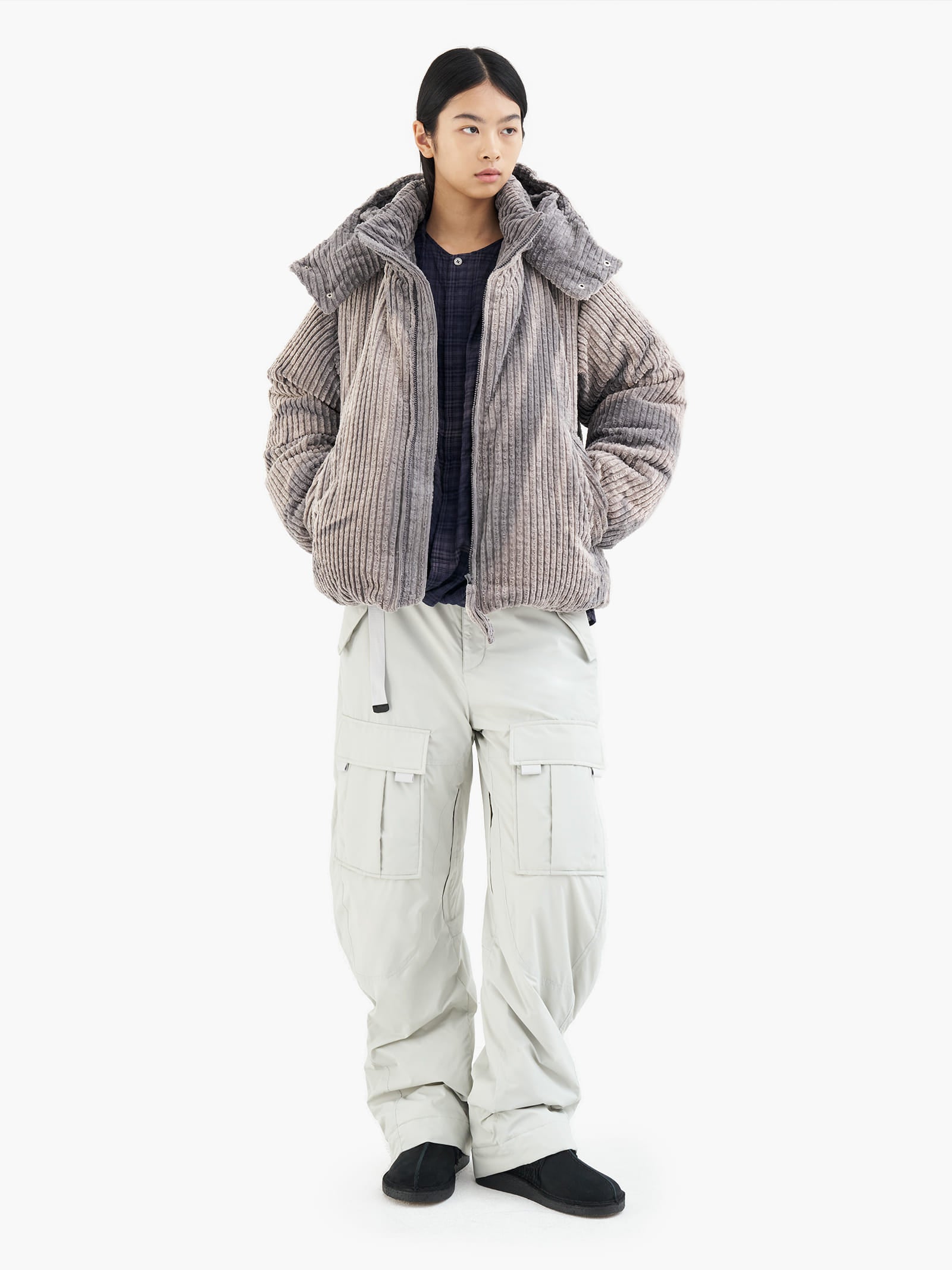Jiyong Kim - Sun-Bleached Detachable Hood Down Jacket (Grey) product image 4 | TRAB K-Fashion Australia
