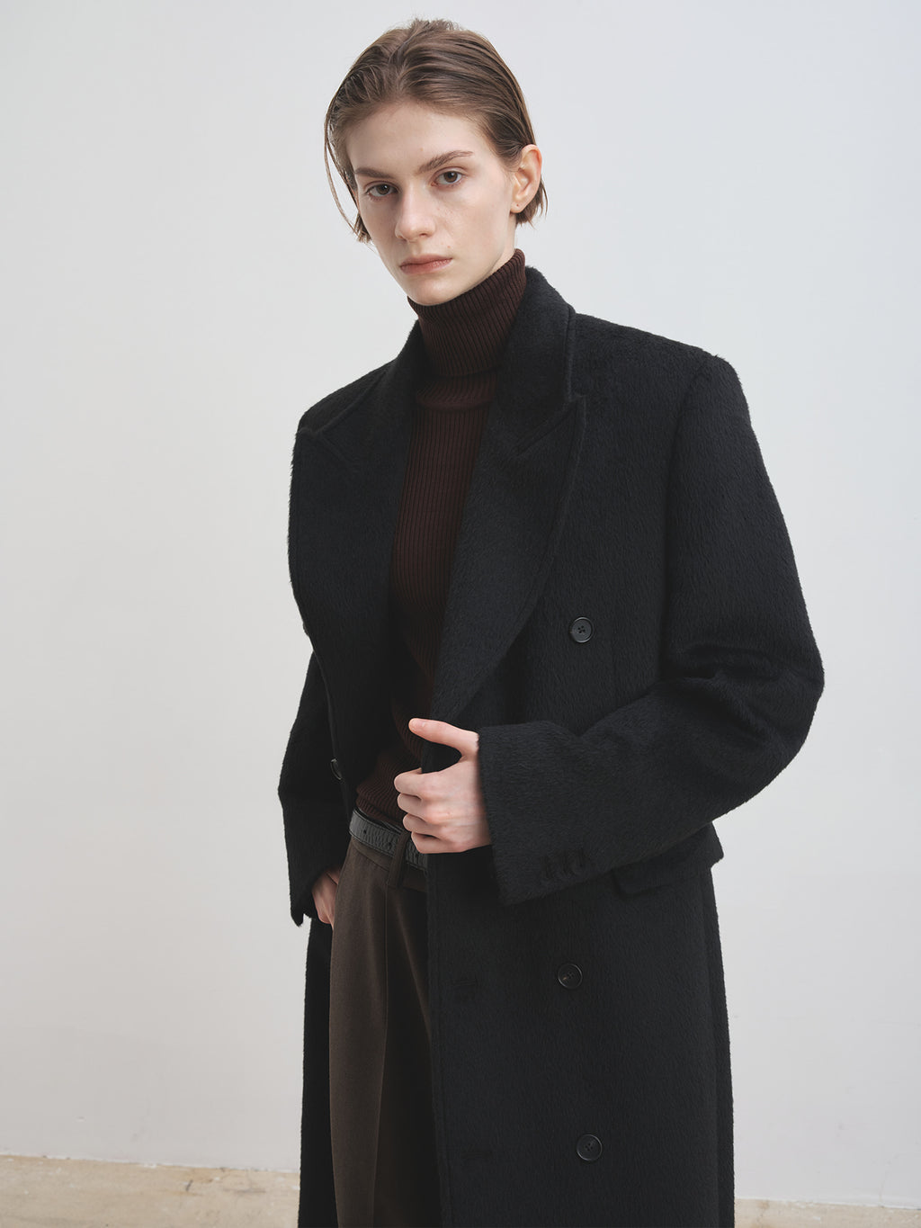 Tonywack - Slim-Fit Ribbed Turtleneck (Brown) product image 3 | TRAB K-Fashion Australia