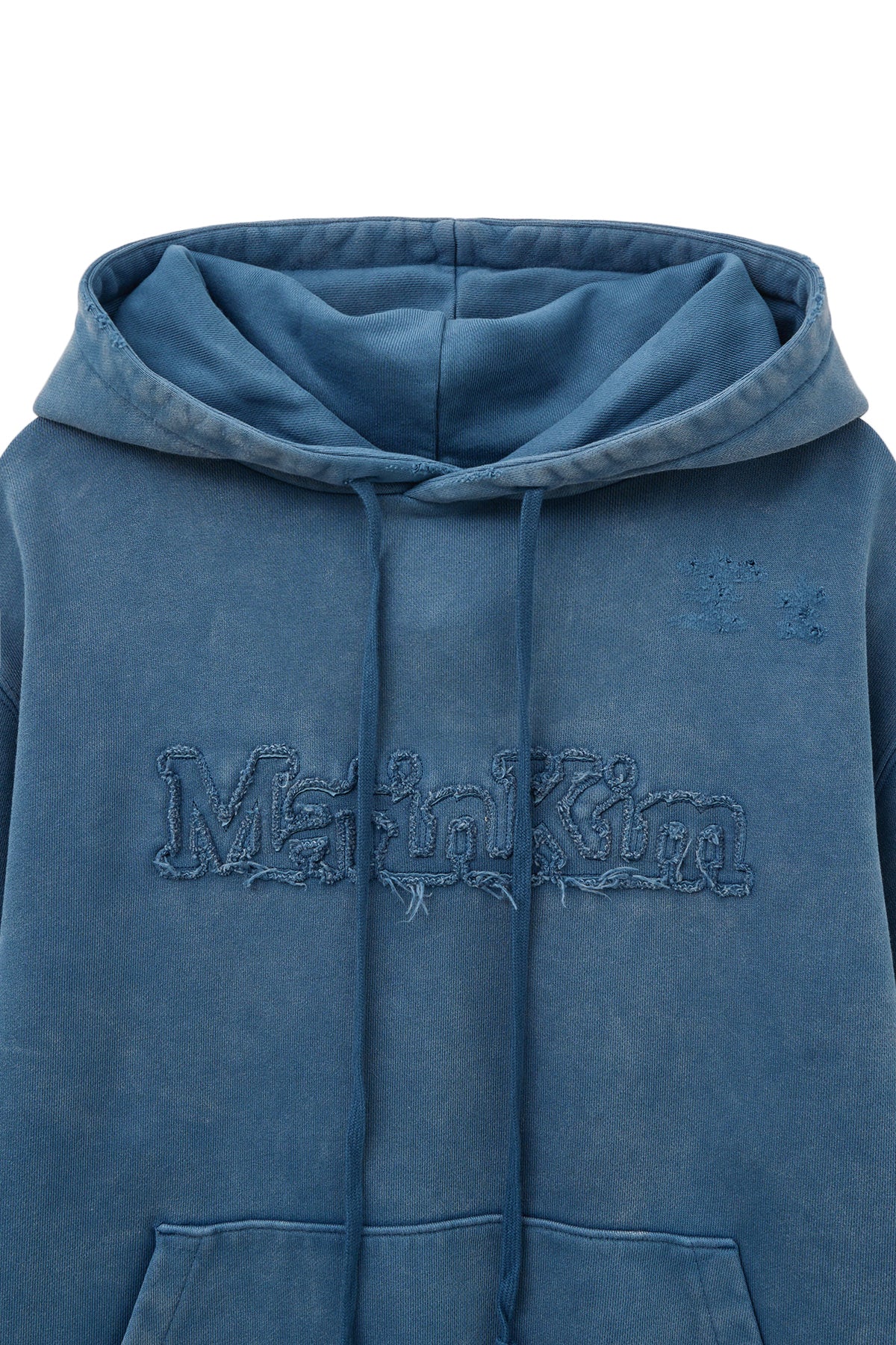 Matin Kim - Vintage Color Dying Logo Hoody (Blue) product image 3 | TRAB K-Fashion Australia