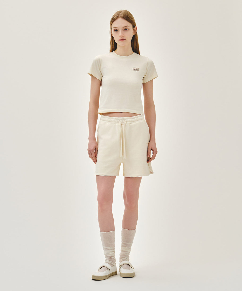 Marithe & Francois Girbaud - Antique Classic Logo Slim Crop Tee (Cream) product image 5 | TRAB K-Fashion Australia