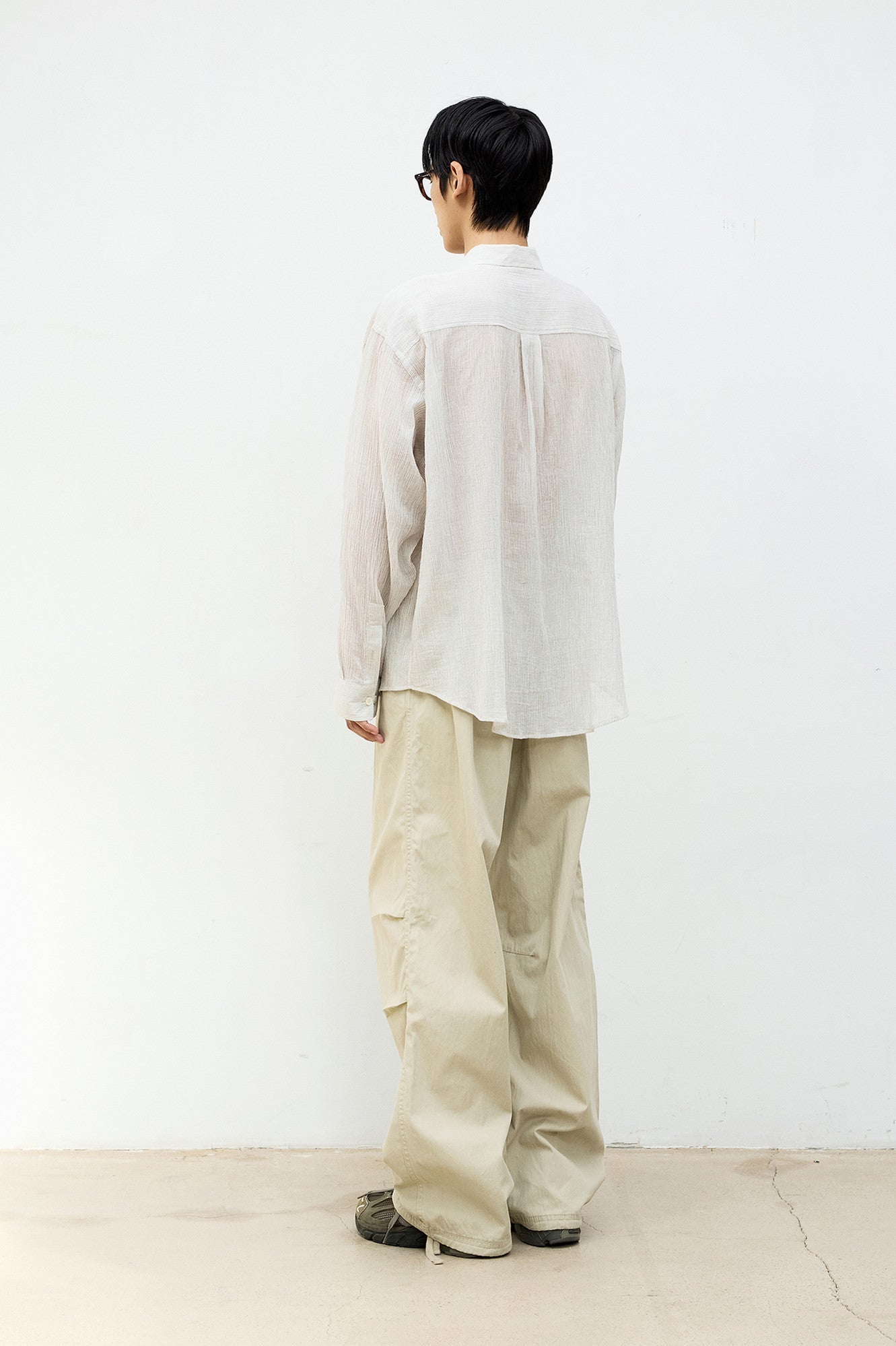 Coor - Stripe See-Through Cotton Shirt (Ivory) product image 4 | TRAB K-Fashion Australia