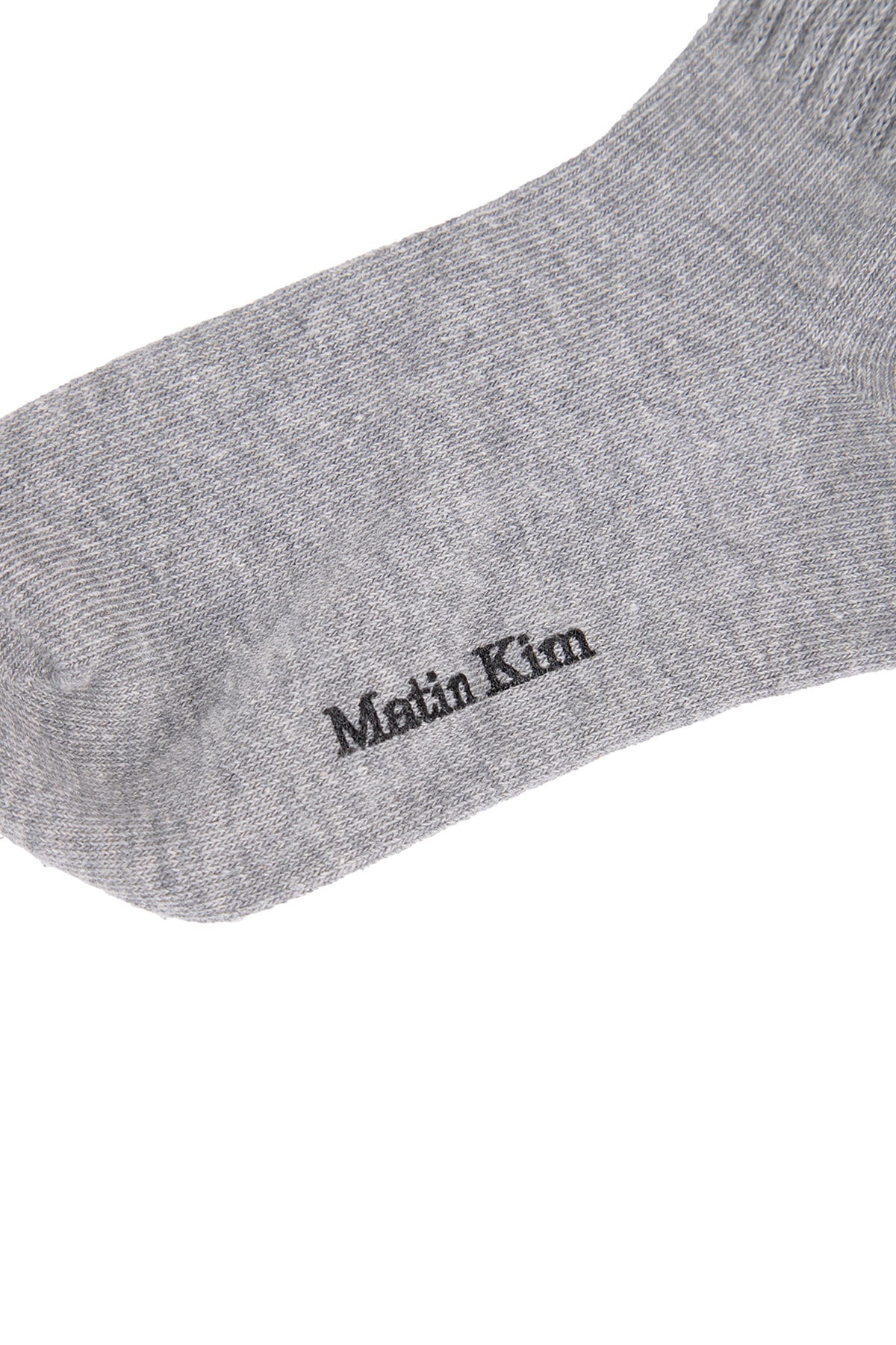 Matin Kim - Small Logo Point Ribbed Socks (Grey) product image 4 | TRAB K-Fashion Australia