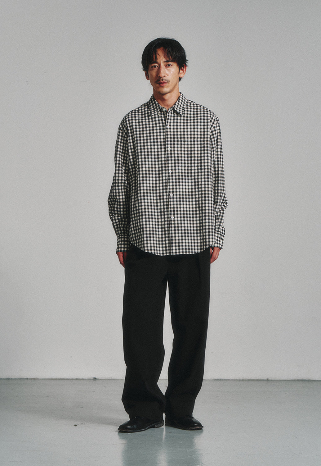 Art if acts - Gingham Check Oxford Shirt (Cream/Black) product image 2 | TRAB K-Fashion Australia