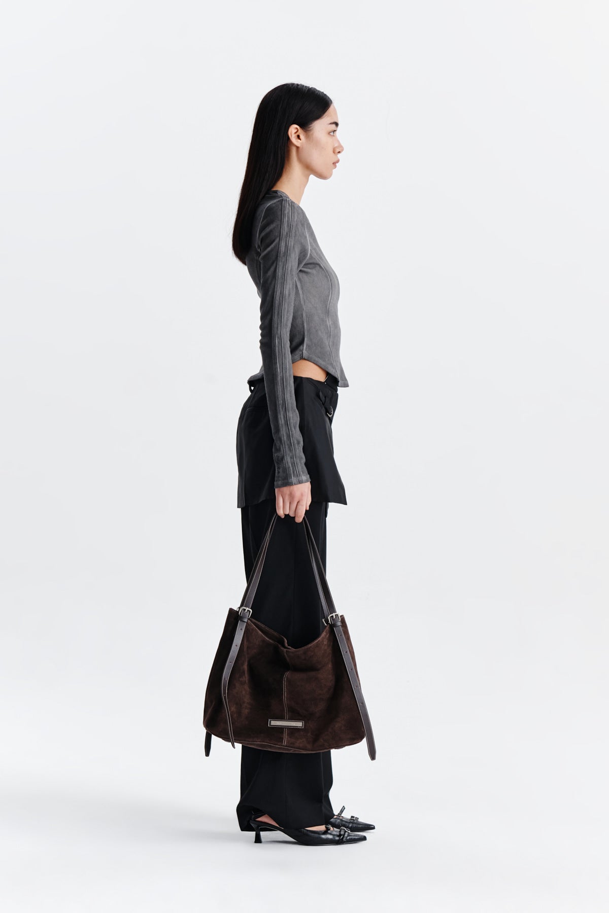 Matin Kim - Slit Point Skirt Trouser (Black) product image 6 | TRAB K-Fashion Australia