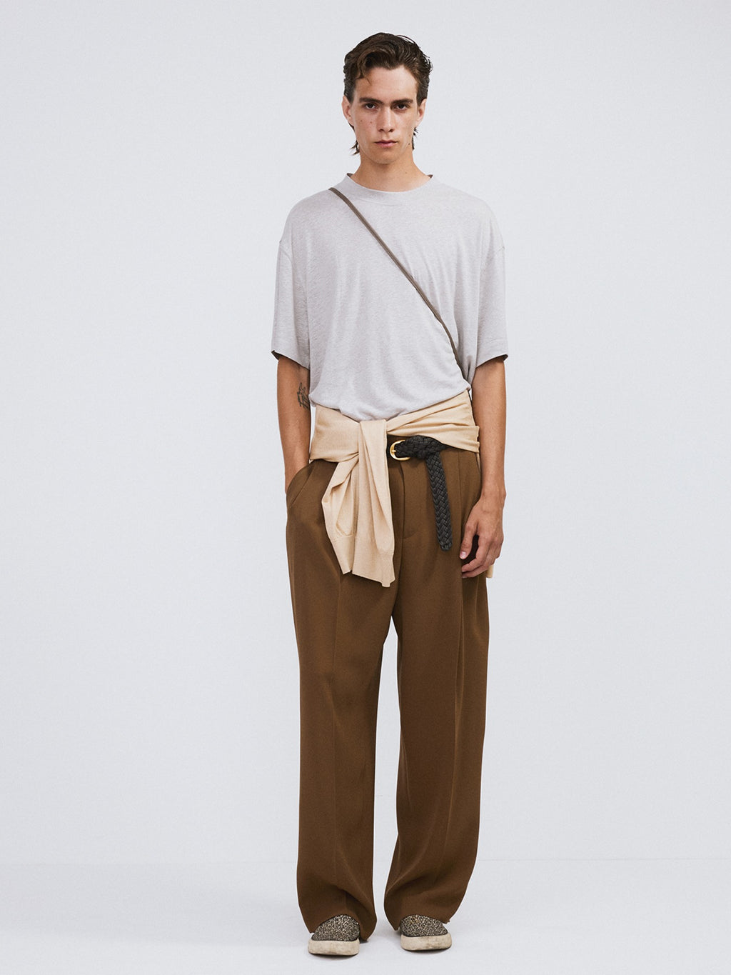 Recto - Linen Blend Loose Fit T-Shirt (Light Grey) product image 1 | TRAB K-Fashion Australia