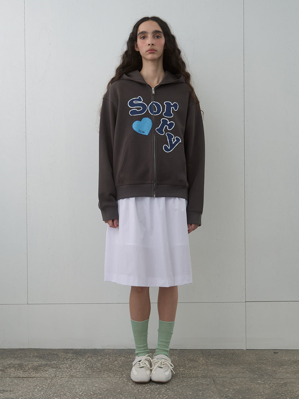 Kijun - SORRY Zip-Up Hoodie (Charcoal) product image 3 | TRAB K-Fashion Australia