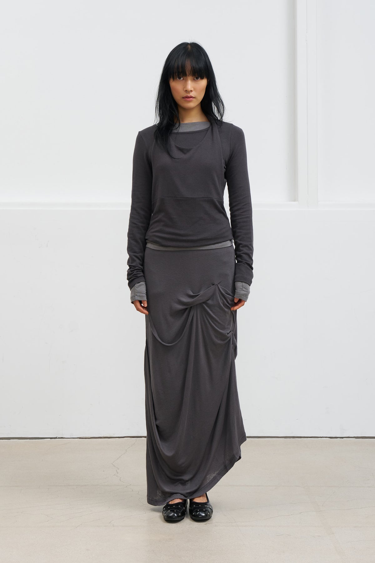 Deinet - Layered Halter Neck Long Sleeve (Charcoal) product image 1 | TRAB K-Fashion Australia
