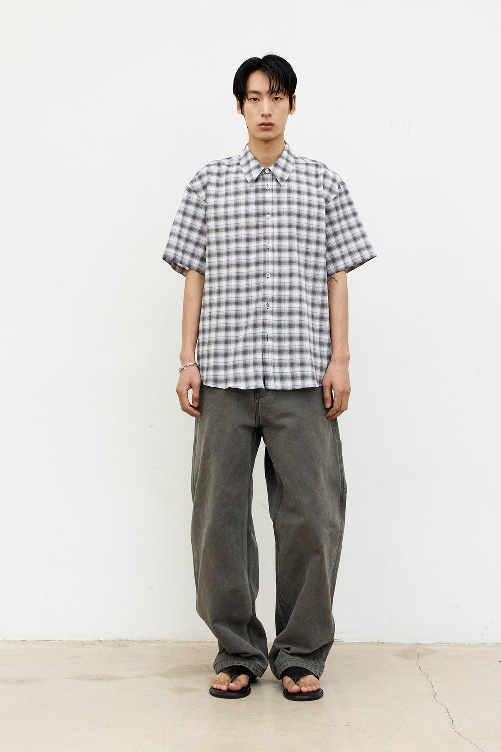 Coor - Ombre Creased Check Half Shirt (Light Blue) product image 2 | TRAB K-Fashion Australia