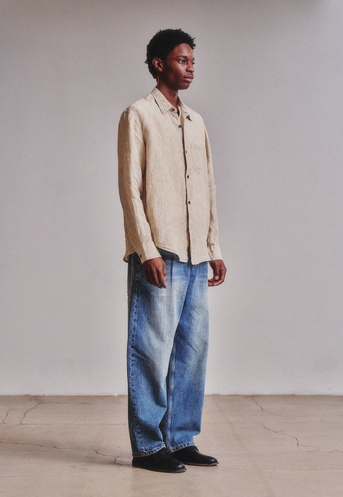 Art if acts - One Tuck Curve Denim Pants (Washed Blue) product image 3 | TRAB K-Fashion Australia
