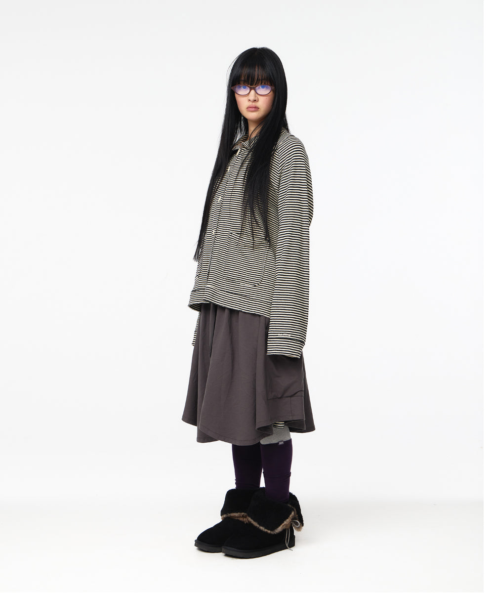 Coyseio - Wide Collar Waffle Stripe Shirt (Black) product image 9 | TRAB K-Fashion Australia