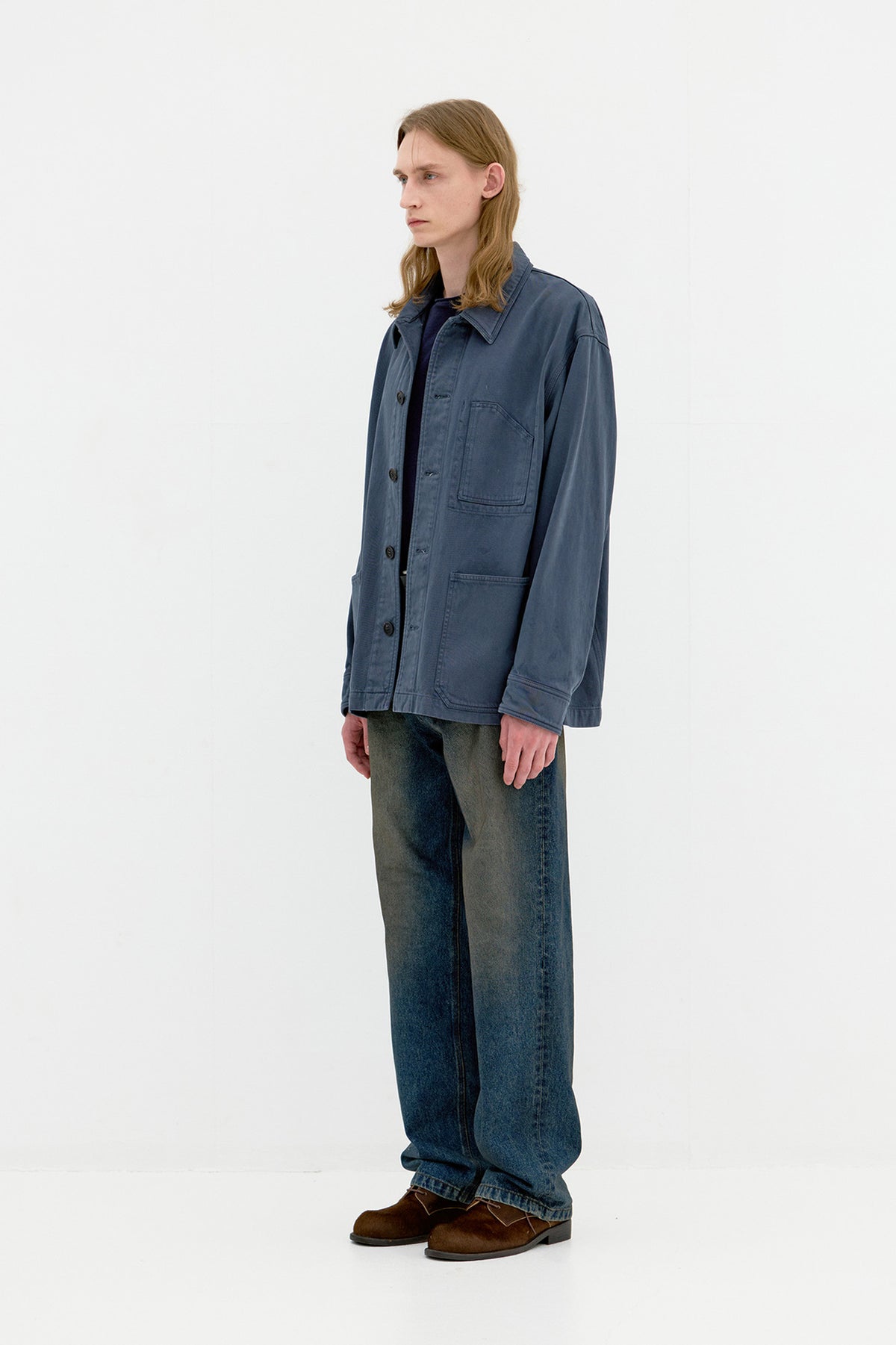 Coor - Dyed Moleskin Chore Jacket (Grayish Blue) product image 3 | TRAB K-Fashion Australia