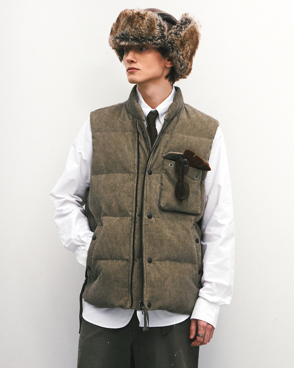Eastlogue - Flak Puffer Down Vest (Sand Corduroy) product image 10 | TRAB K-Fashion Australia