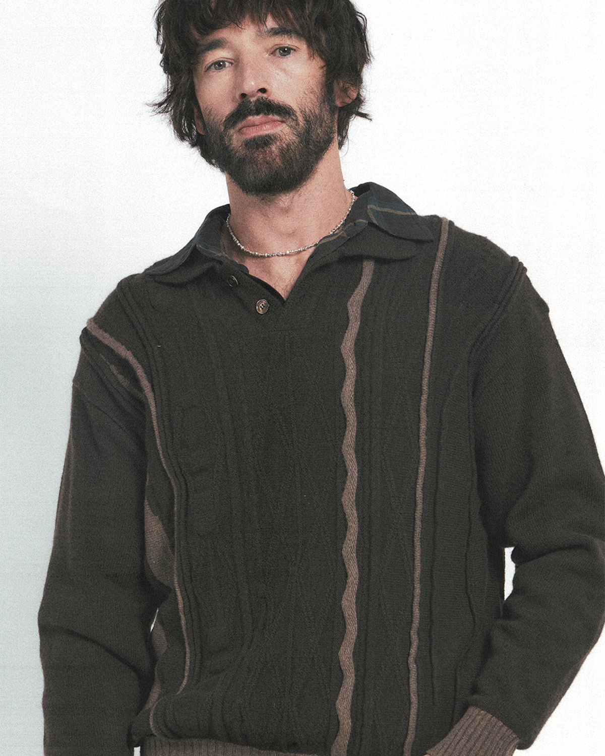 Eastlogue - Asymmetrical Cable Knit (Brown) product image 3 | TRAB K-Fashion Australia