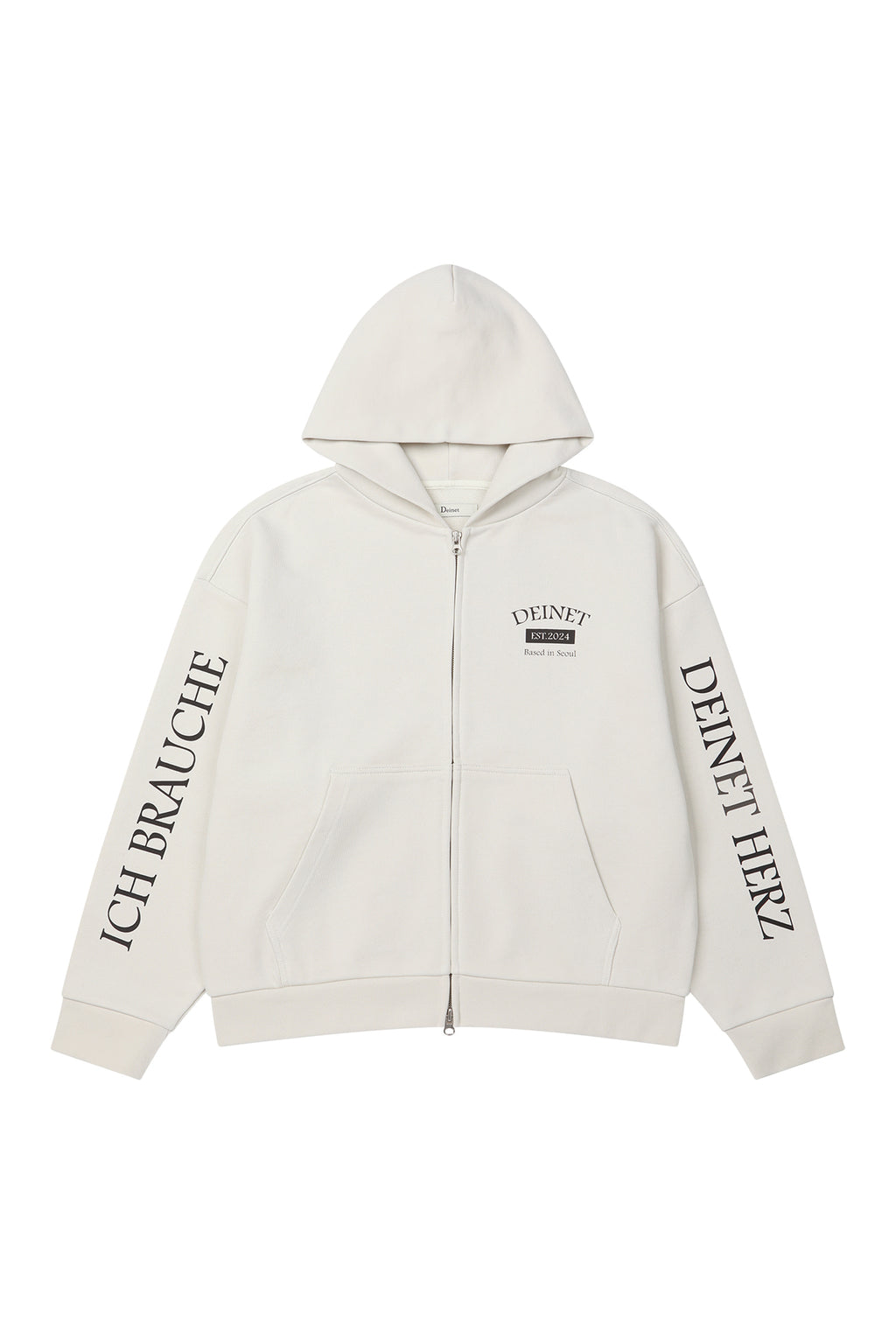 Deinet - German Lettering Hoodie Zip-Up (Ivory) product image 9 | TRAB K-Fashion Australia
