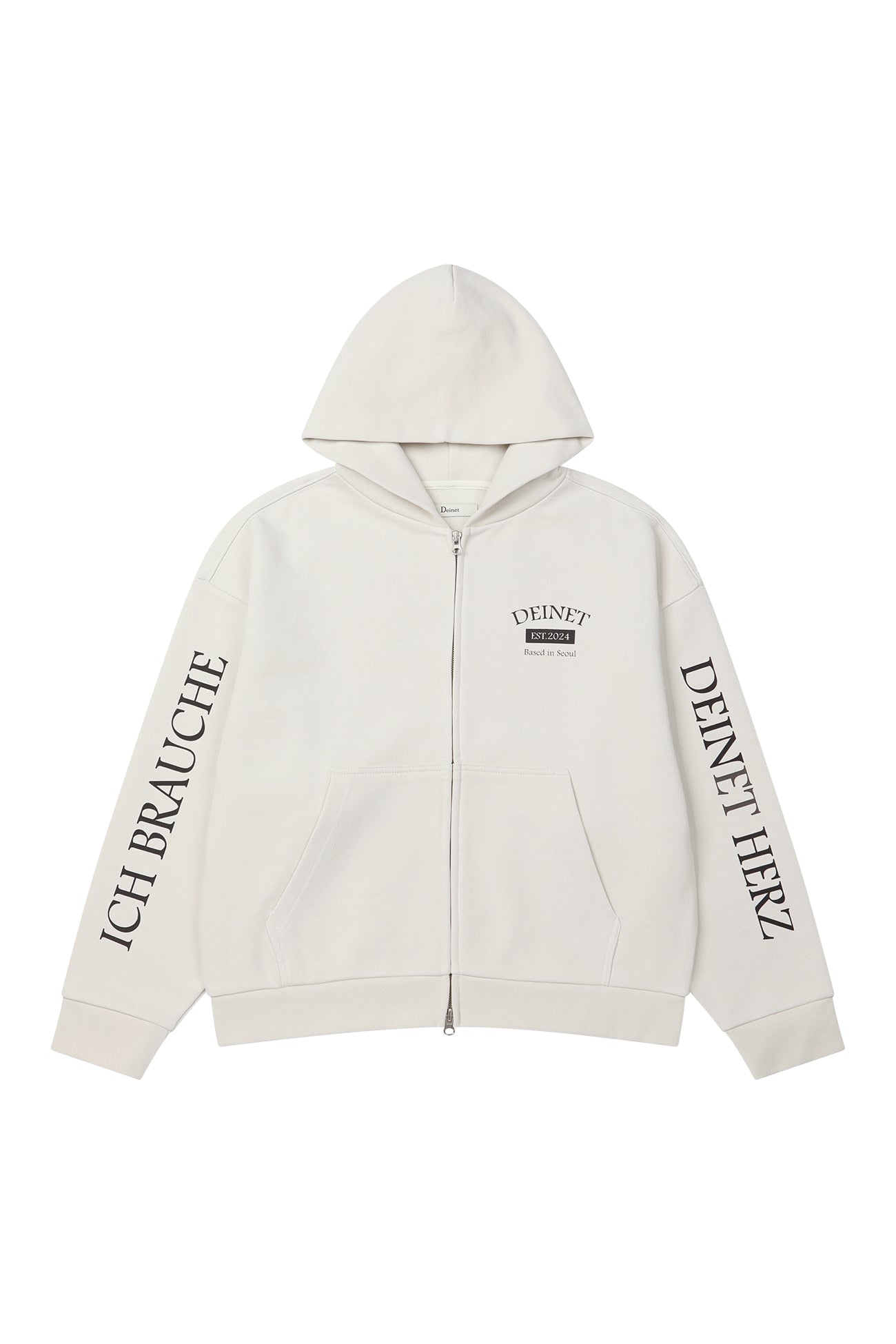 Deinet - German Lettering Hoodie Zip-Up (Ivory) product image 9 | TRAB K-Fashion Australia