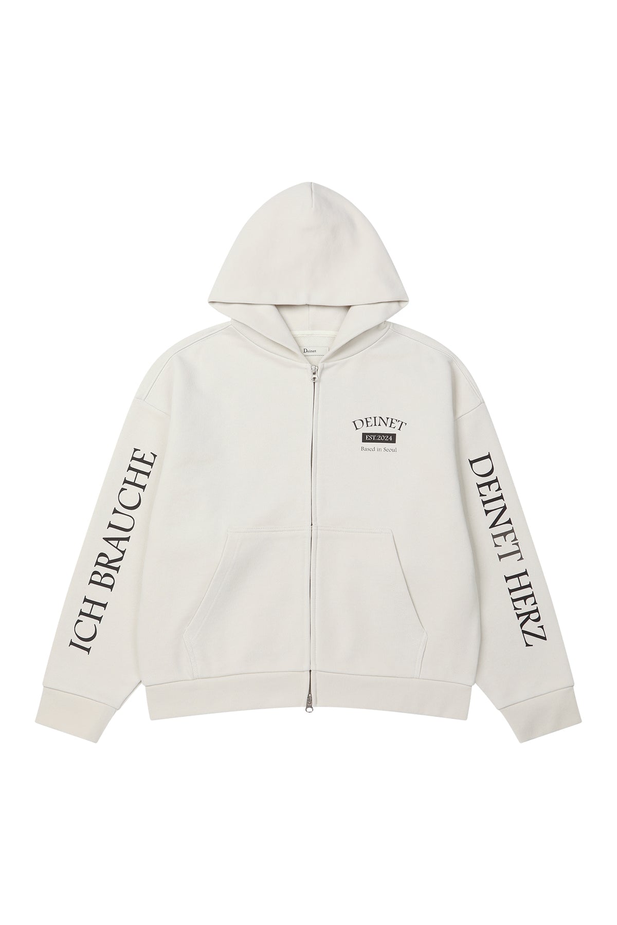 Deinet - German Lettering Hoodie Zip-Up (Ivory) product image 9 | TRAB K-Fashion Australia