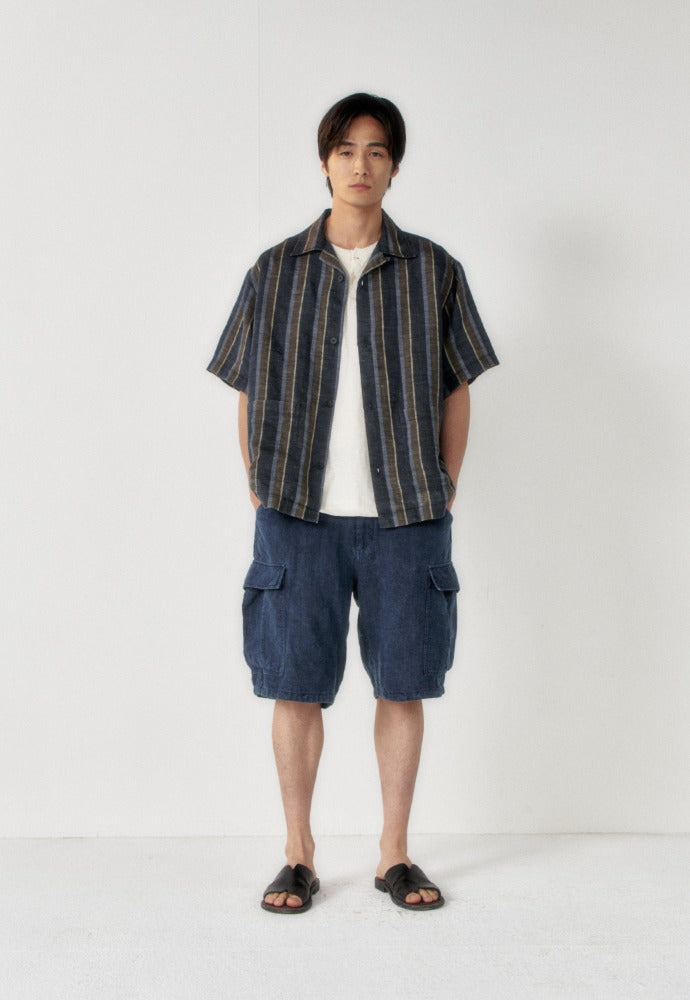 Art if acts - Linen Two Pocket Half Shirt (Navy) product image 1 | TRAB K-Fashion Australia