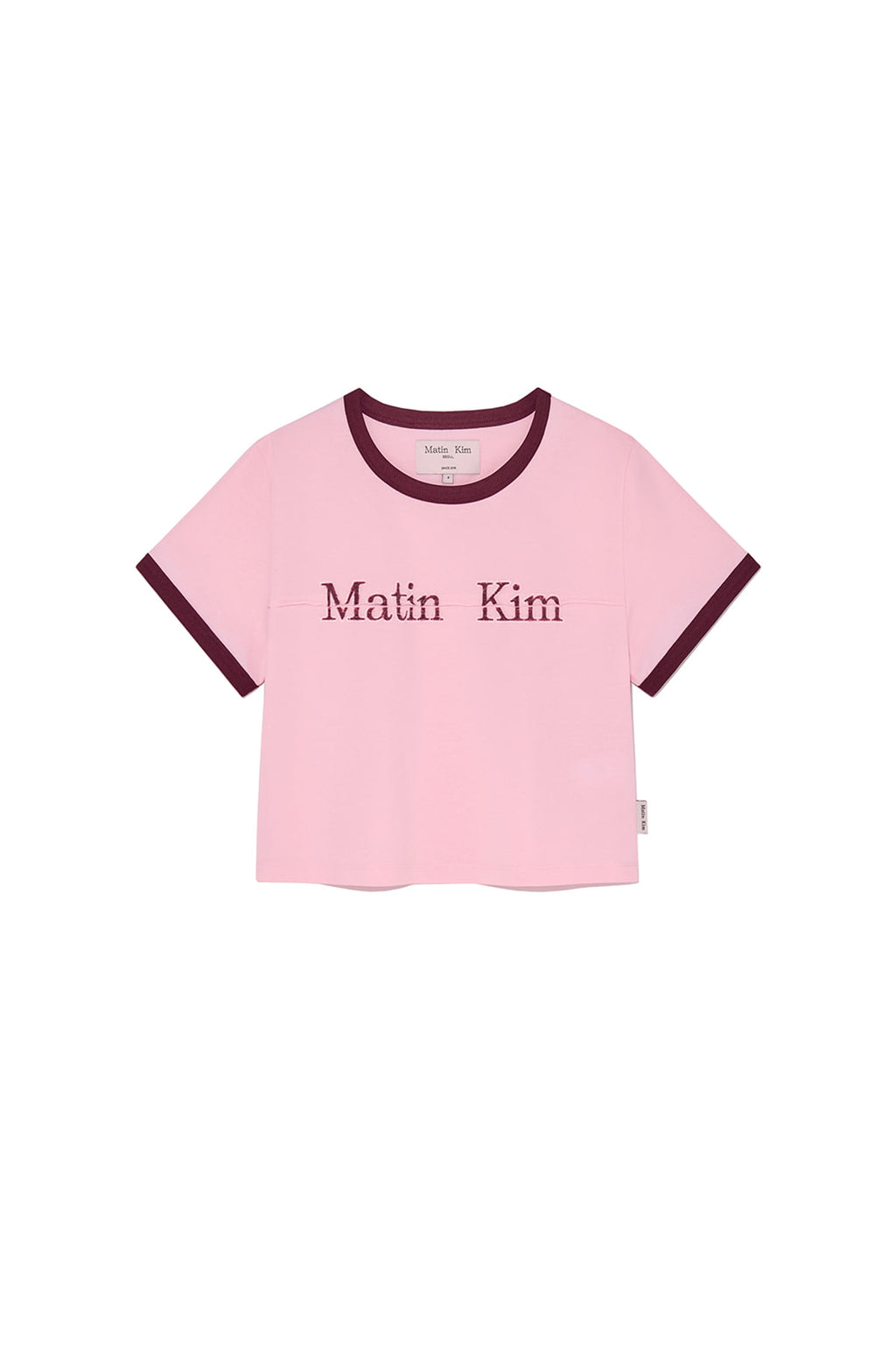 Matin Kim - Logo Cutted Ringer Crop Top (Light Pink) product image 1 | TRAB K-Fashion Australia