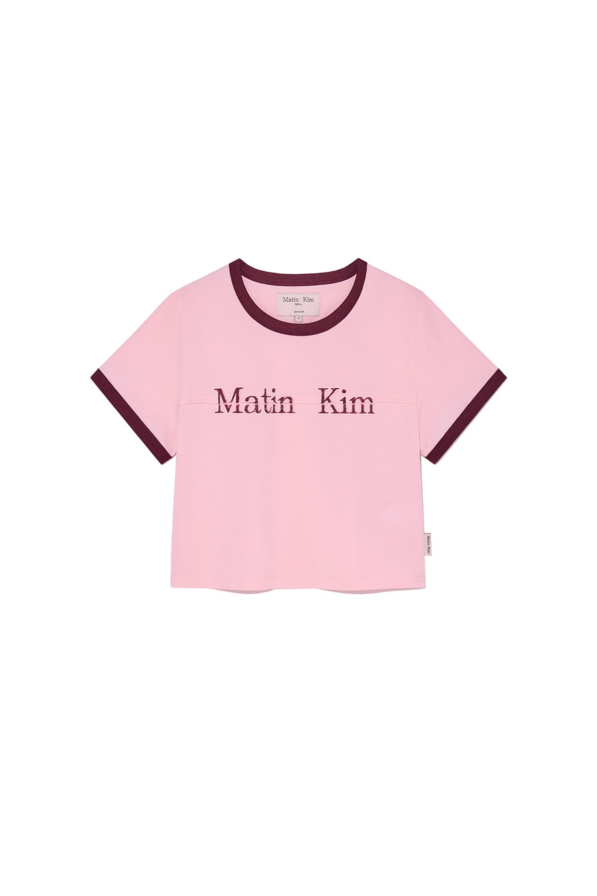 Matin Kim - Logo Cutted Ringer Crop Top (Light Pink) product image 1 | TRAB K-Fashion Australia