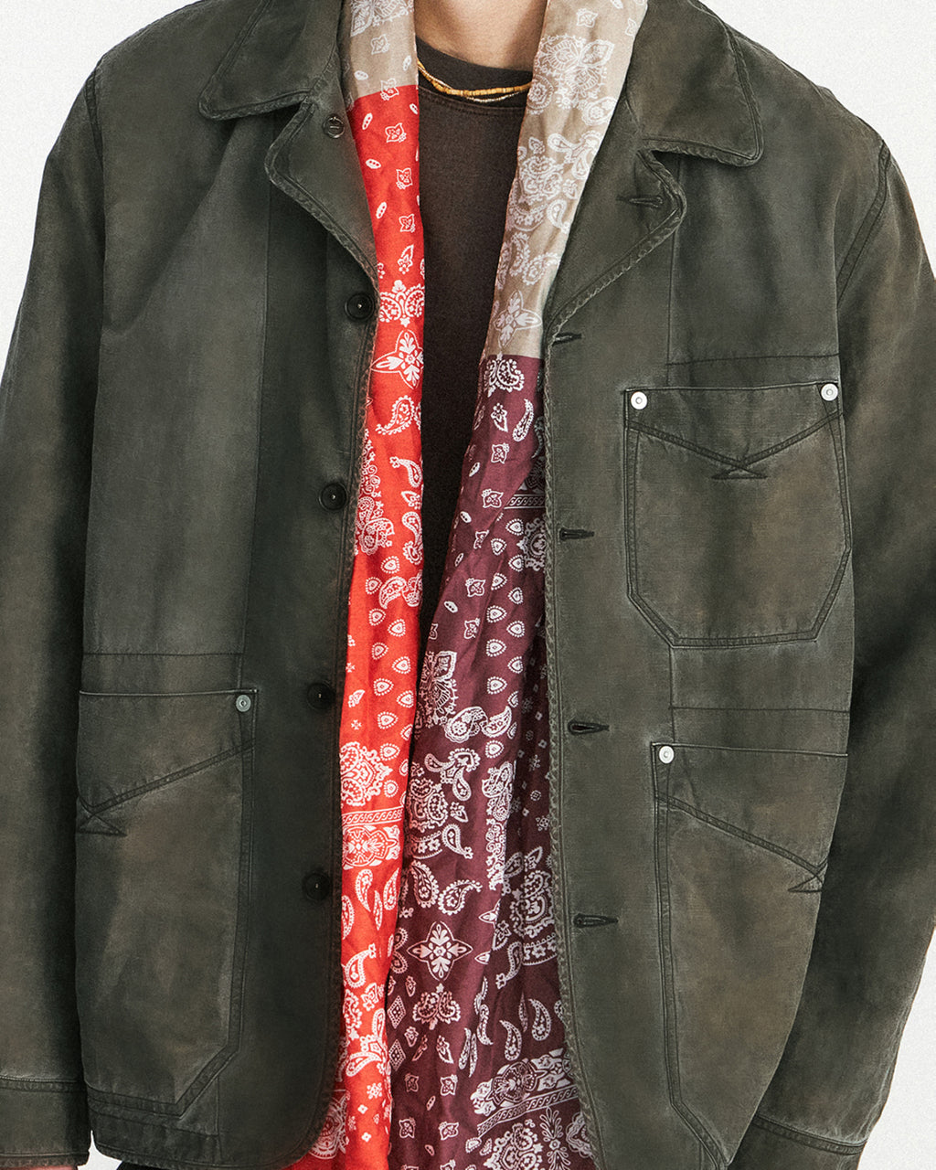 Eastlogue - Wanderer Chore Jacket (Olive Dyeing Linen) product image 7 | TRAB K-Fashion Australia