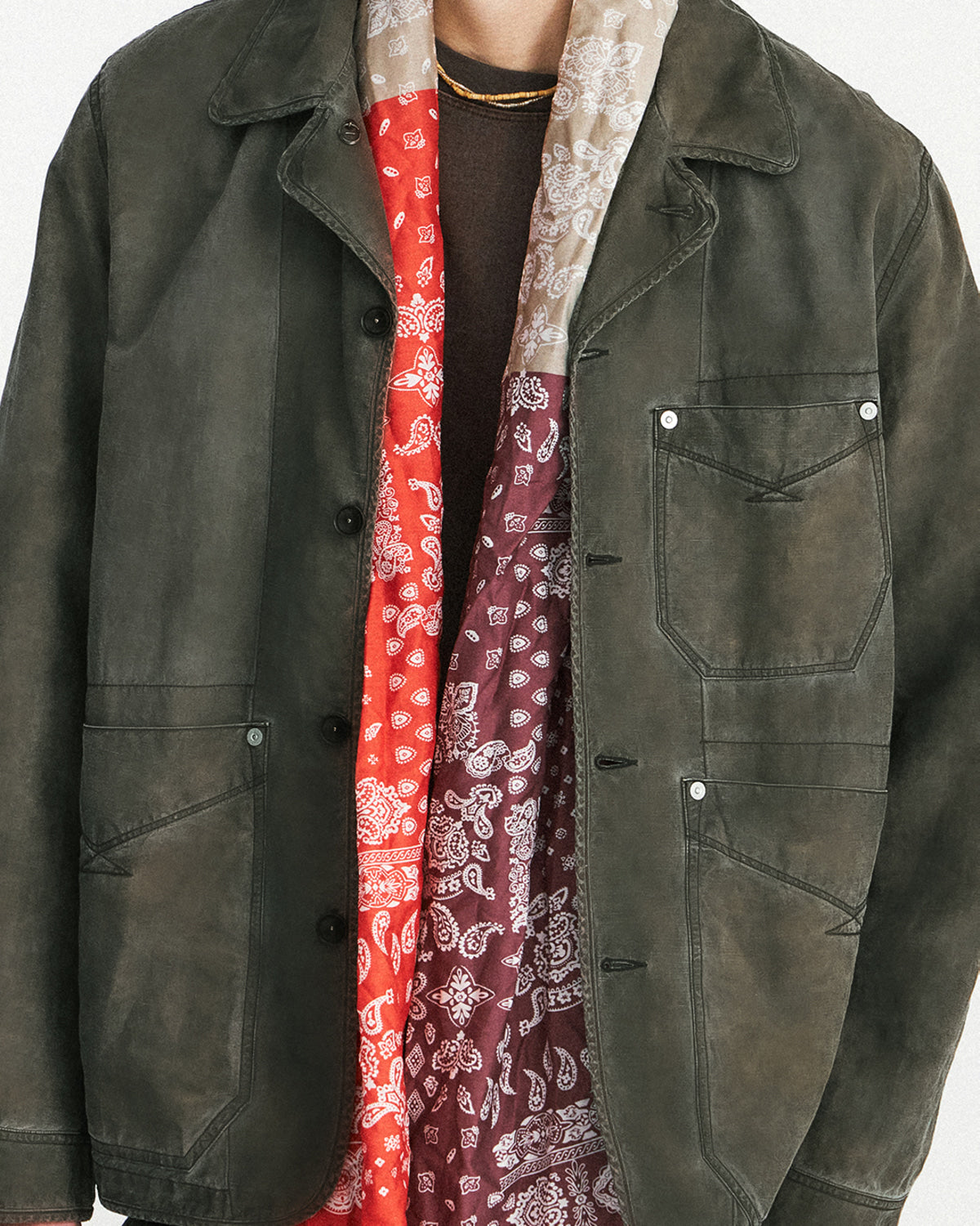 Eastlogue - Wanderer Chore Jacket (Olive Dyeing Linen) product image 7 | TRAB K-Fashion Australia