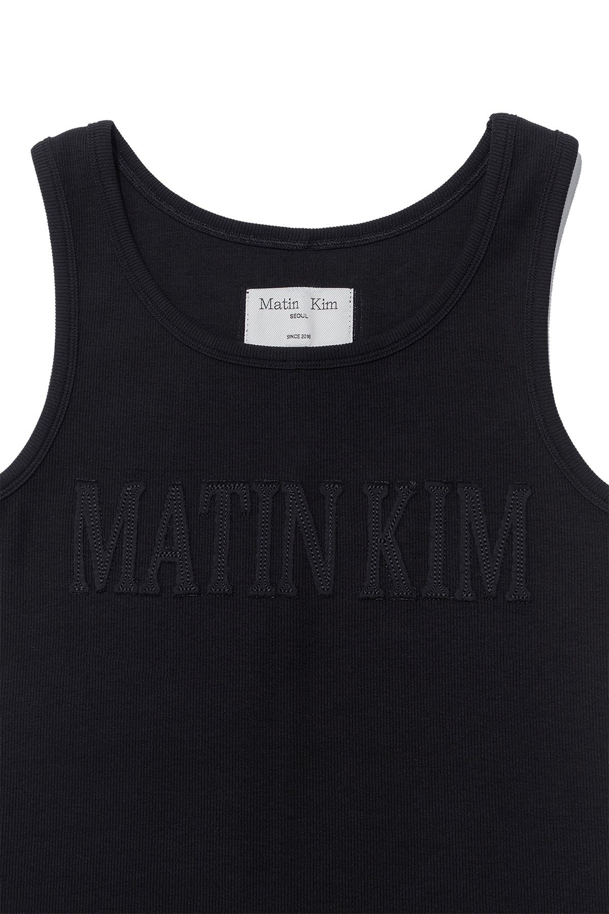 Matin Kim - Logo Applique Slim Tank Top (Black) product image 3 | TRAB K-Fashion Australia