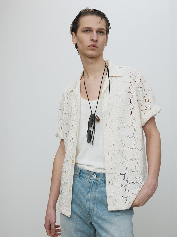 Tonywack - Crocheted Cotton Lace Shirt (Ivory) product image 1 | TRAB K-Fashion Australia