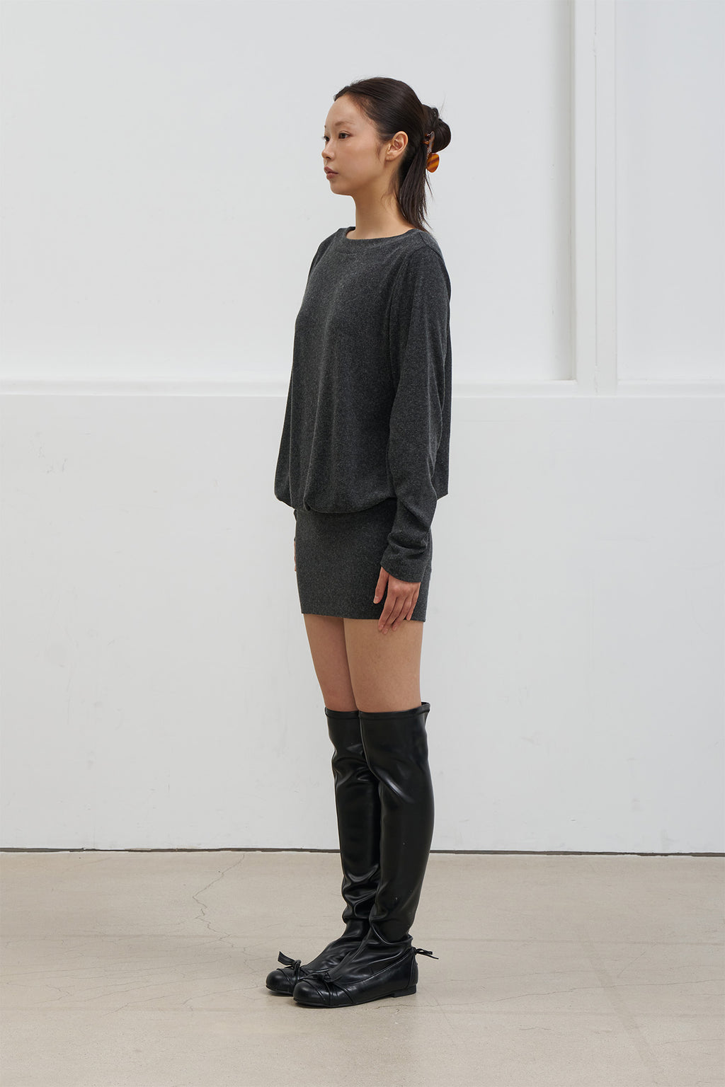Deinet - Angel Off-Shoulder Dress (Charcoal) product image 2 | TRAB K-Fashion Australia