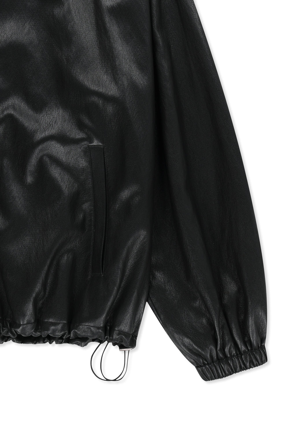 Matin Kim - Faux Leather Applique Logo Hoody Jumper (Black) product image 4 | TRAB K-Fashion Australia