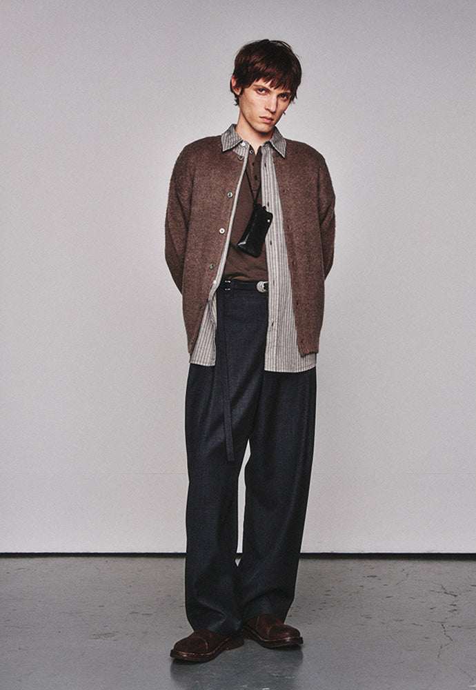 Art if acts - Mohair Round Neck Cardigan (Light Grey) product image 4 | TRAB K-Fashion Australia