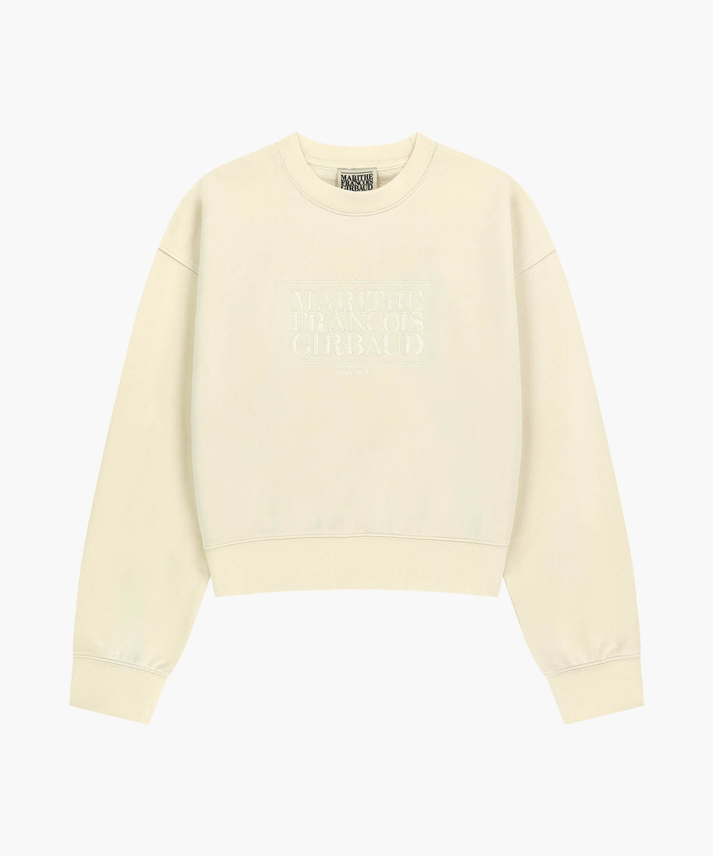 Marithe & Francois Girbaud - Classic Logo Crop Sweatshirt (Ivory) product image 6 | TRAB K-Fashion Australia