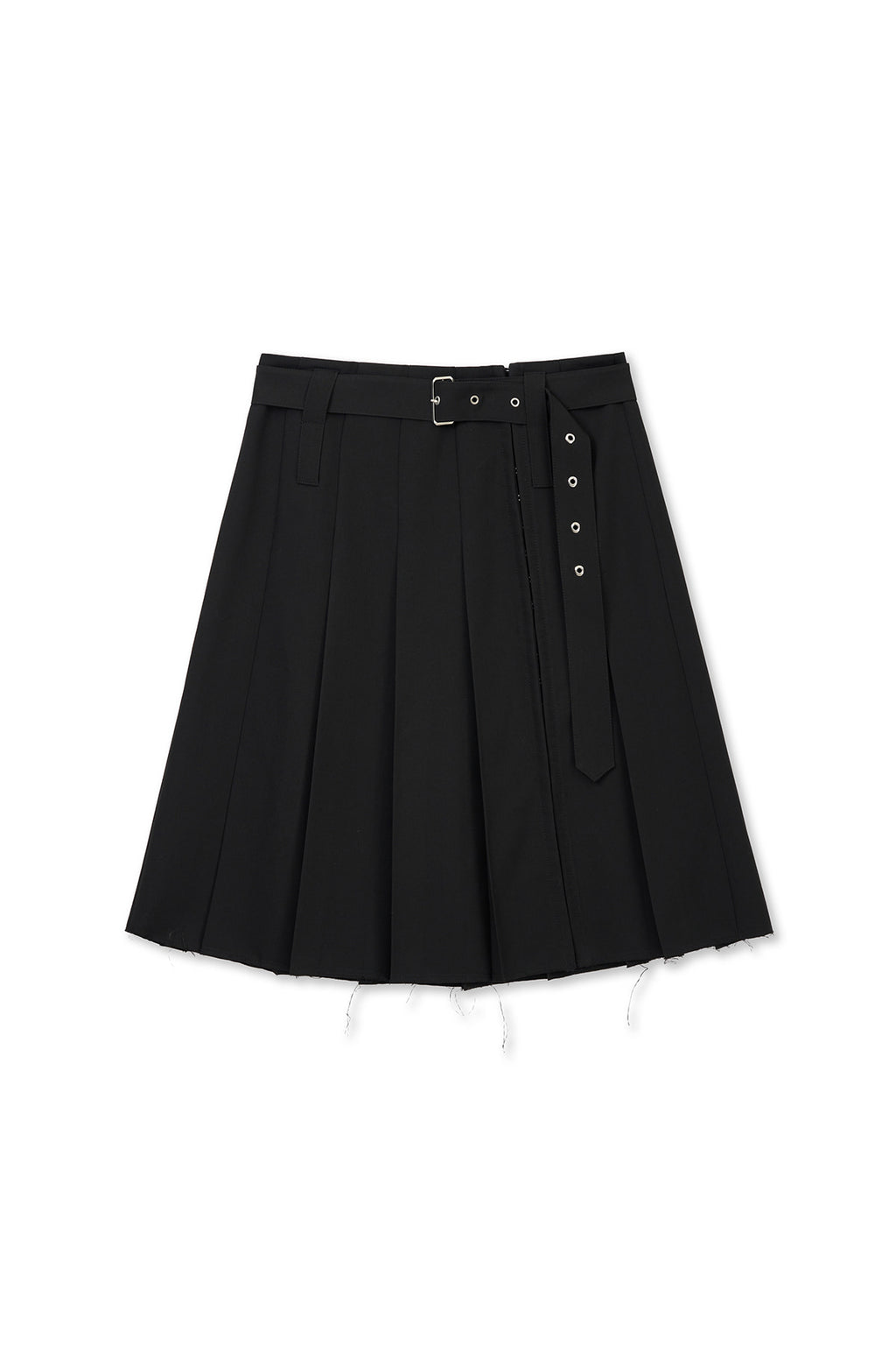 Matin Kim - Belted Slit Pleat Skirt (Black) product image 1 | TRAB K-Fashion Australia