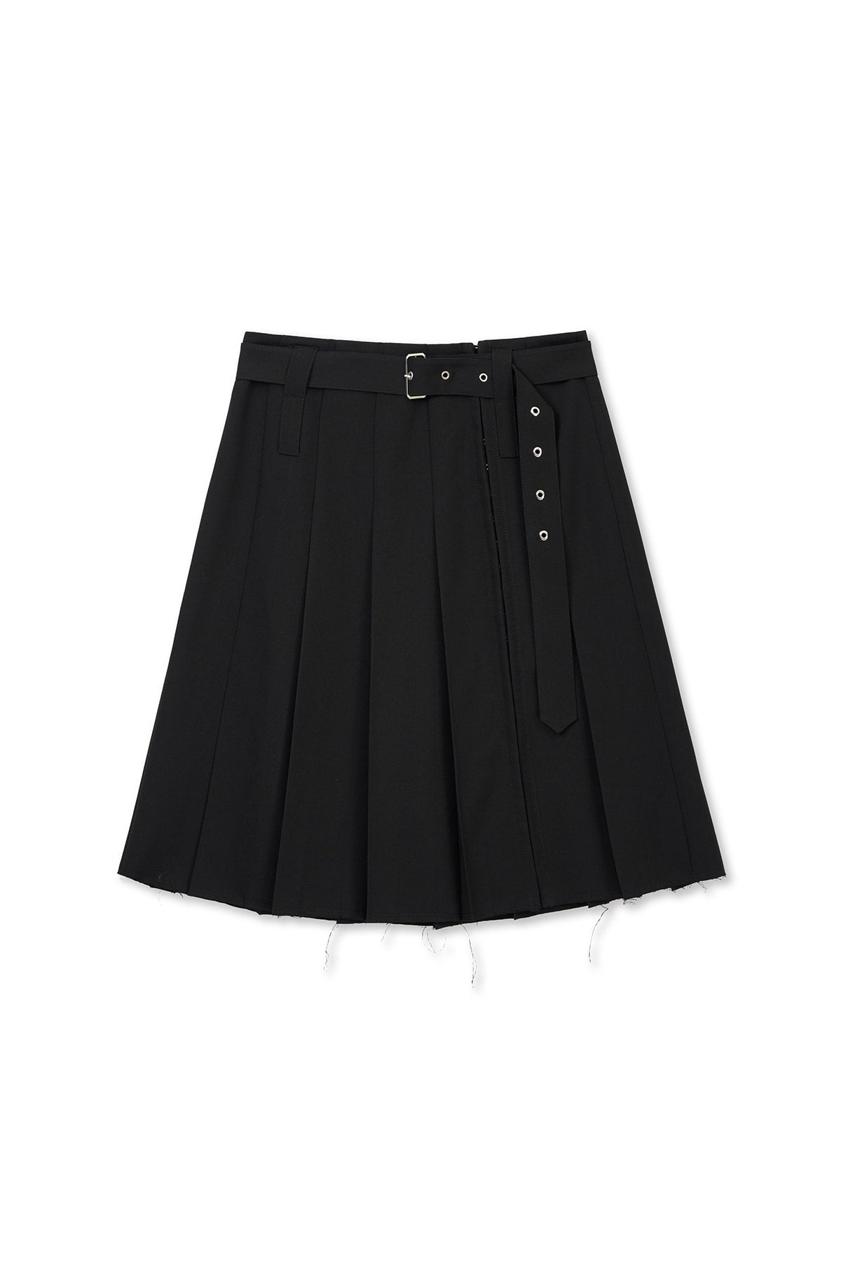 Matin Kim - Belted Slit Pleat Skirt (Black) product image 1 | TRAB K-Fashion Australia