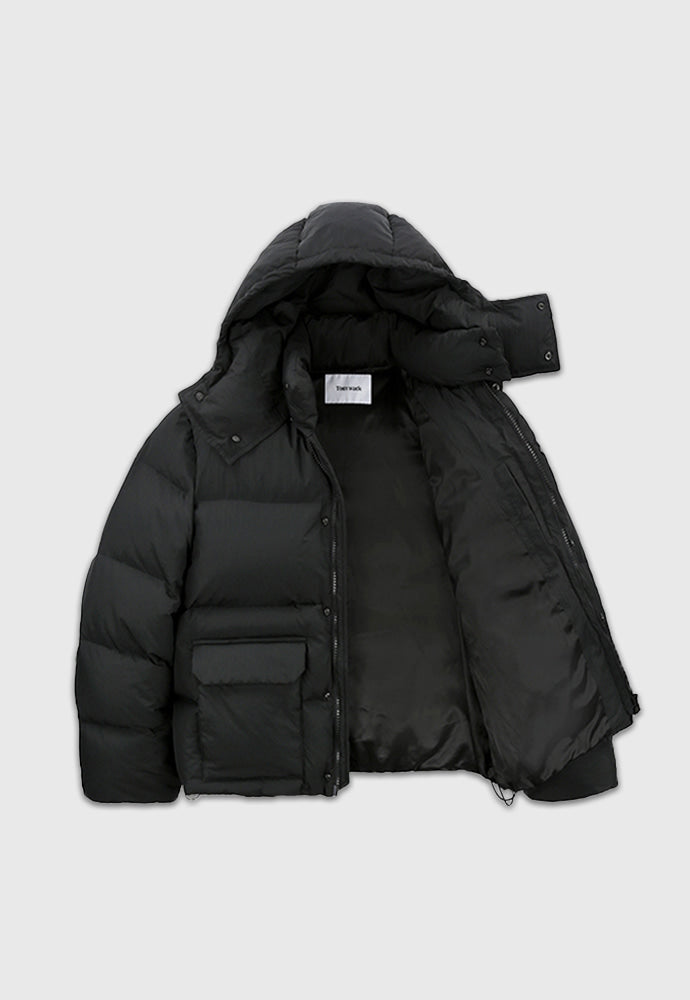 Tonywack - Technical Shell Short Puffer Down Jacket Detachable Hood (Black) product image 15 | TRAB K-Fashion Australia