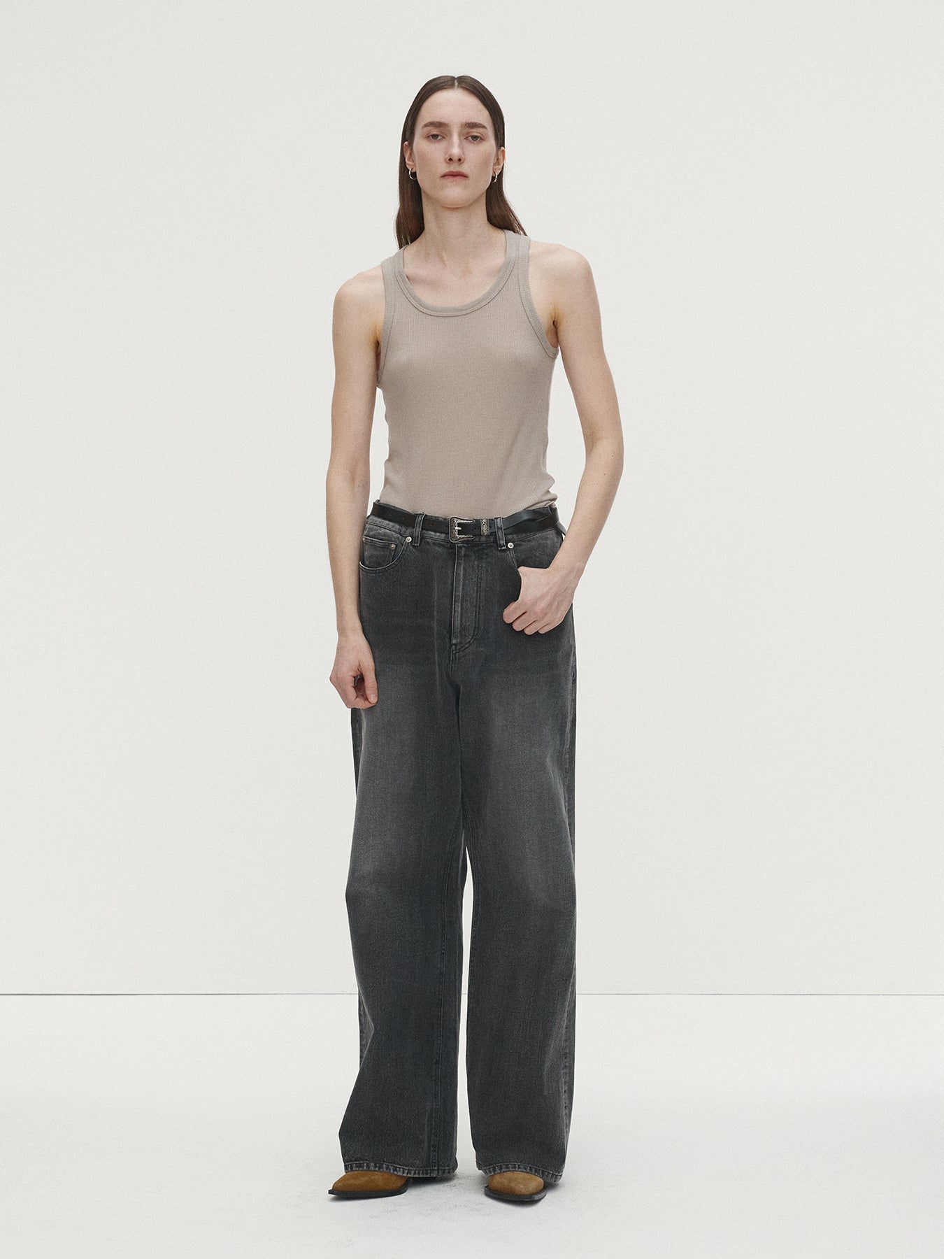 Tonywack - Super Fine Wool Ribbed Sleeveless Japanese Fabric (Sand) product image 1 | TRAB K-Fashion Australia