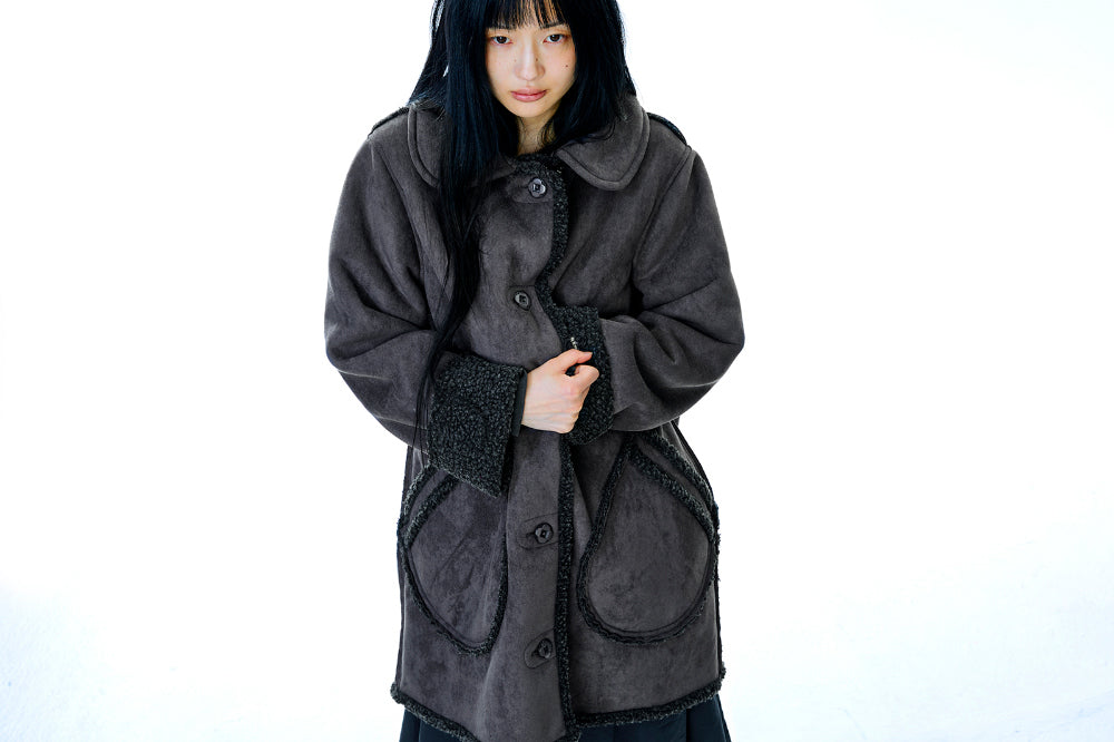 Coyseio - Round Collar Suede Jacket (Charcoal) product image 11 | TRAB K-Fashion Australia