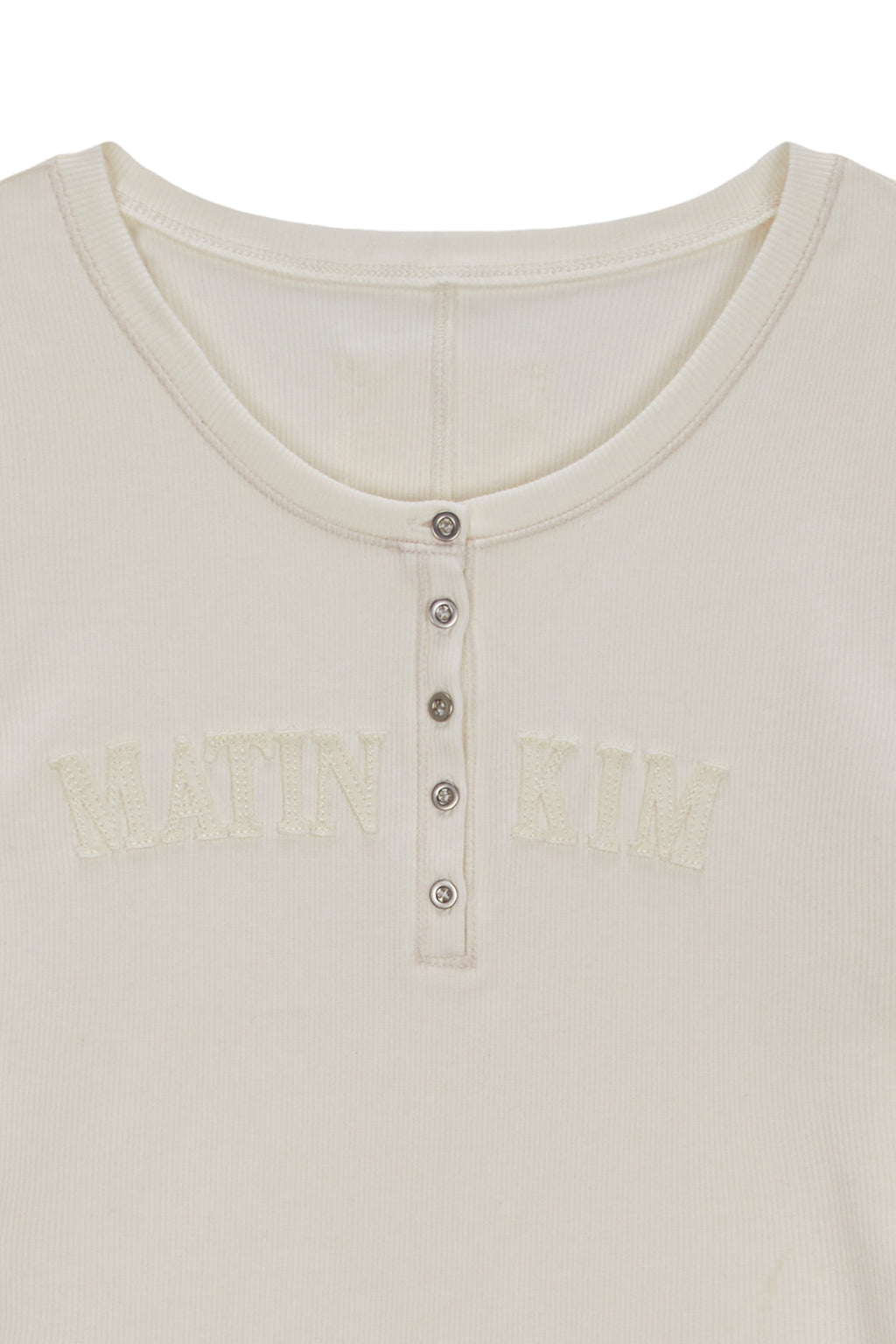 Matin Kim - Applique Logo Henly Neck Slim Top (Ivory) product image 3 | TRAB K-Fashion Australia