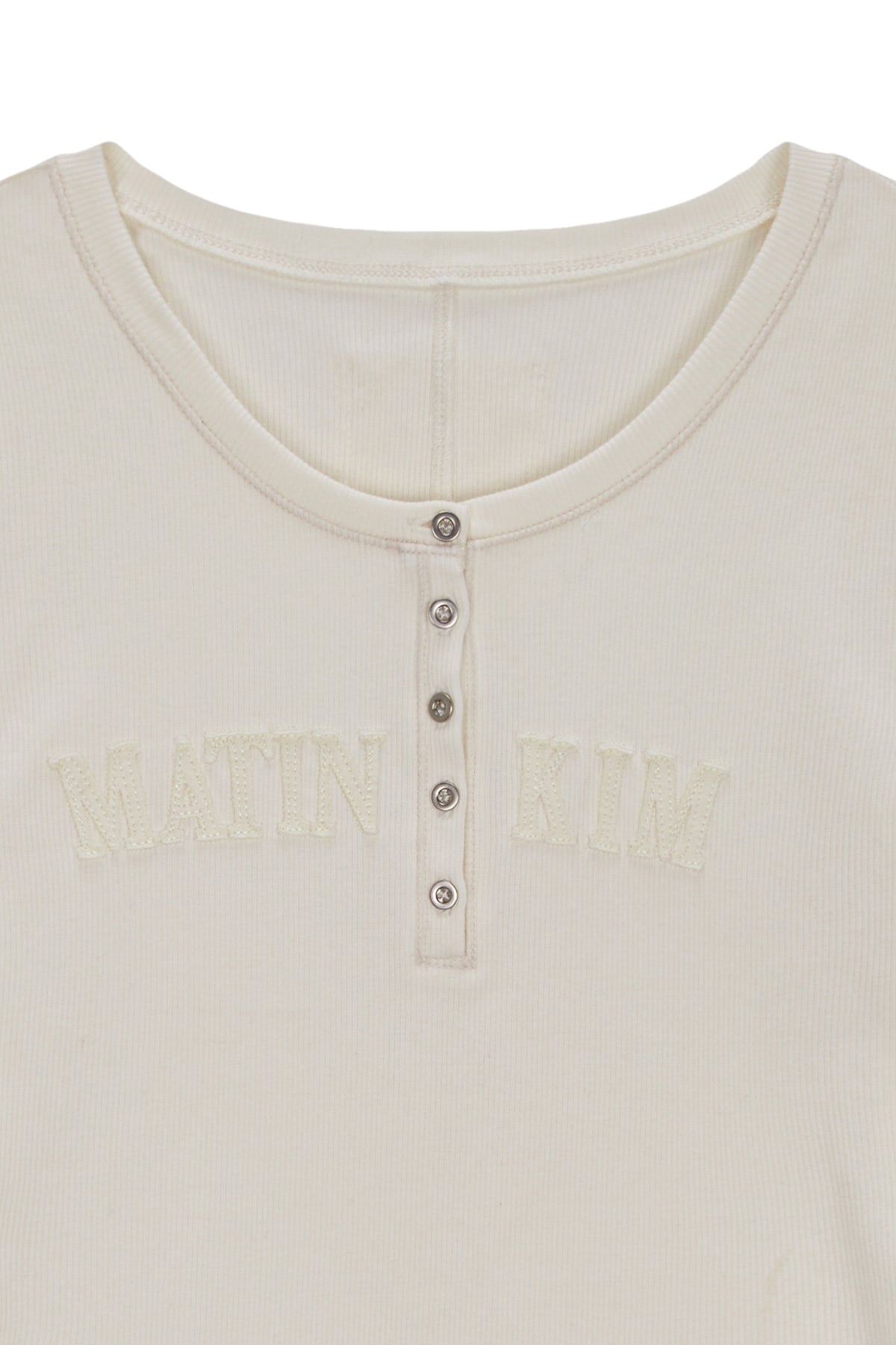 Matin Kim - Applique Logo Henly Neck Slim Top (Ivory) product image 3 | TRAB K-Fashion Australia