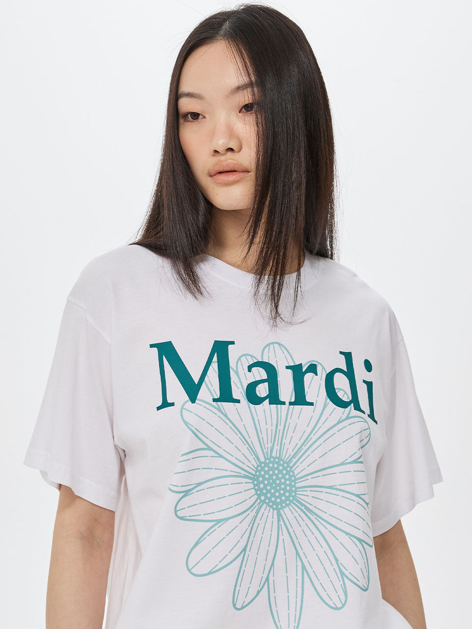 Mardi Mercredi - Tshirt Flowermardi Duo (White Sagegreen) product image 1 | TRAB K-Fashion Australia