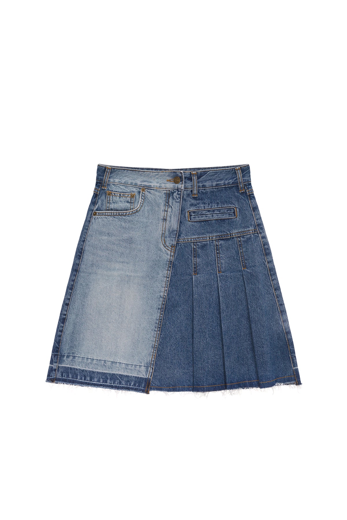 Matin Kim - Pleats Point Denim Midi Skirt (Blue) product image 1 | TRAB K-Fashion Australia