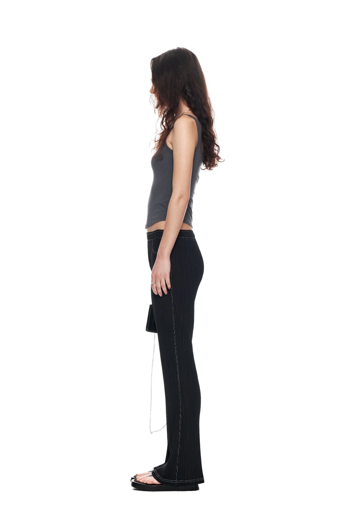 Matin Kim - Pleats Stitch Layered Pants (Black) product image 6 | TRAB K-Fashion Australia