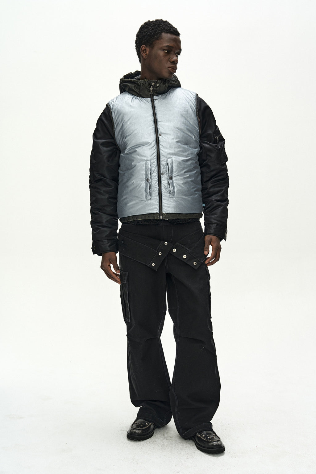 Andersson Bell - Padded Reversible Hoodie Vest (Black) product image 3 | TRAB K-Fashion Australia