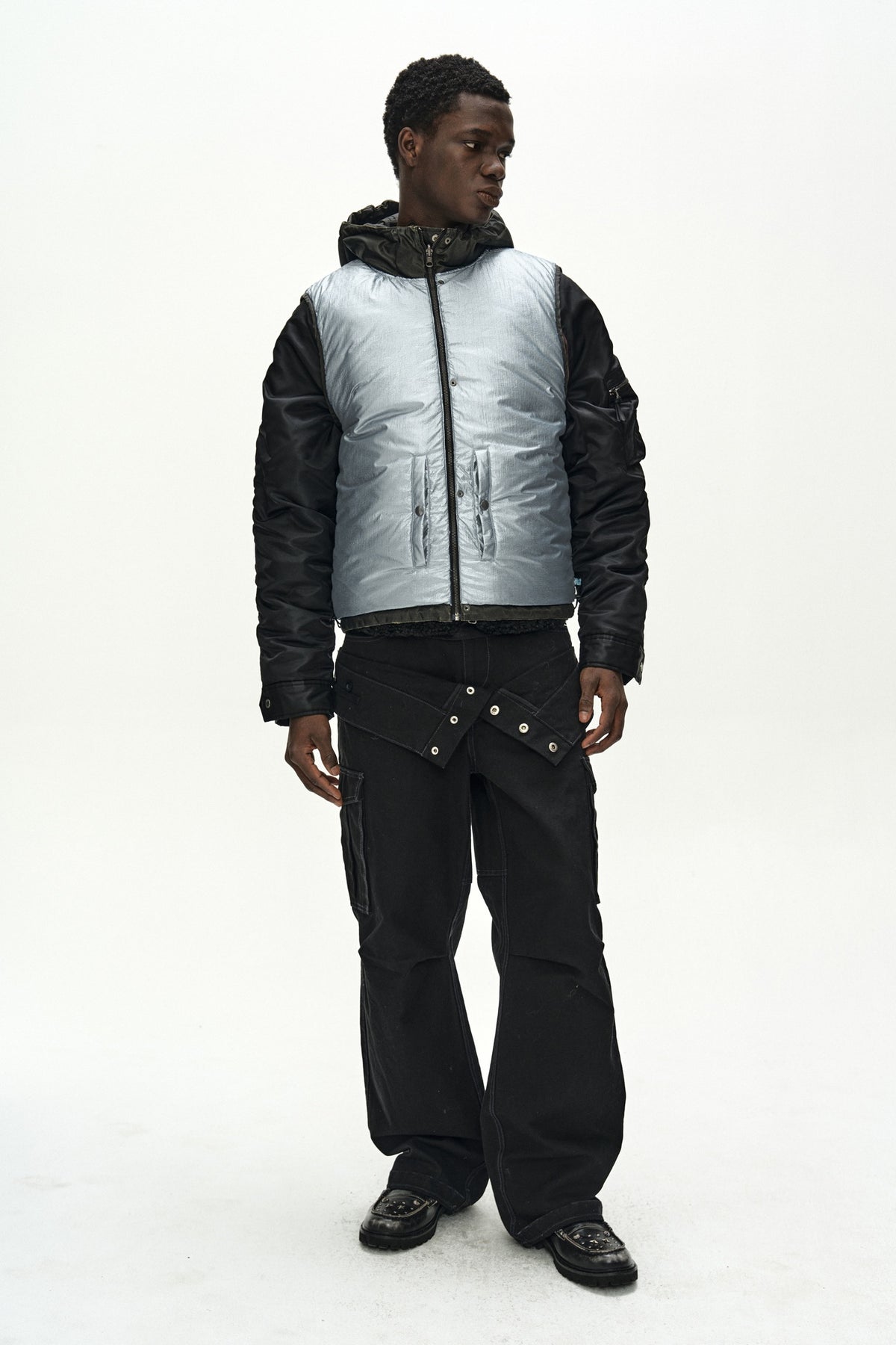 Andersson Bell - Padded Reversible Hoodie Vest (Black) product image 3 | TRAB K-Fashion Australia